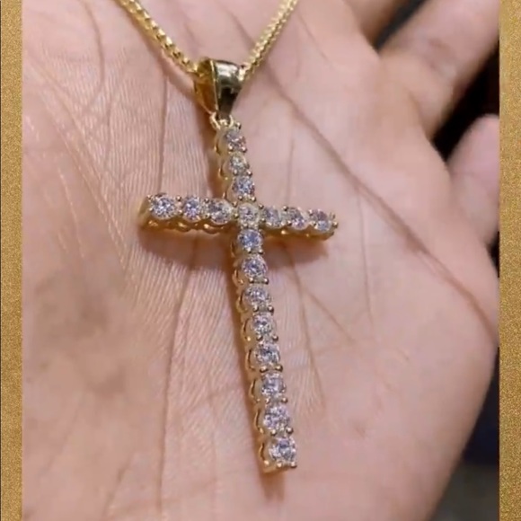 Big Tennis Cross Pendant 14k - Picture 1 of 6
